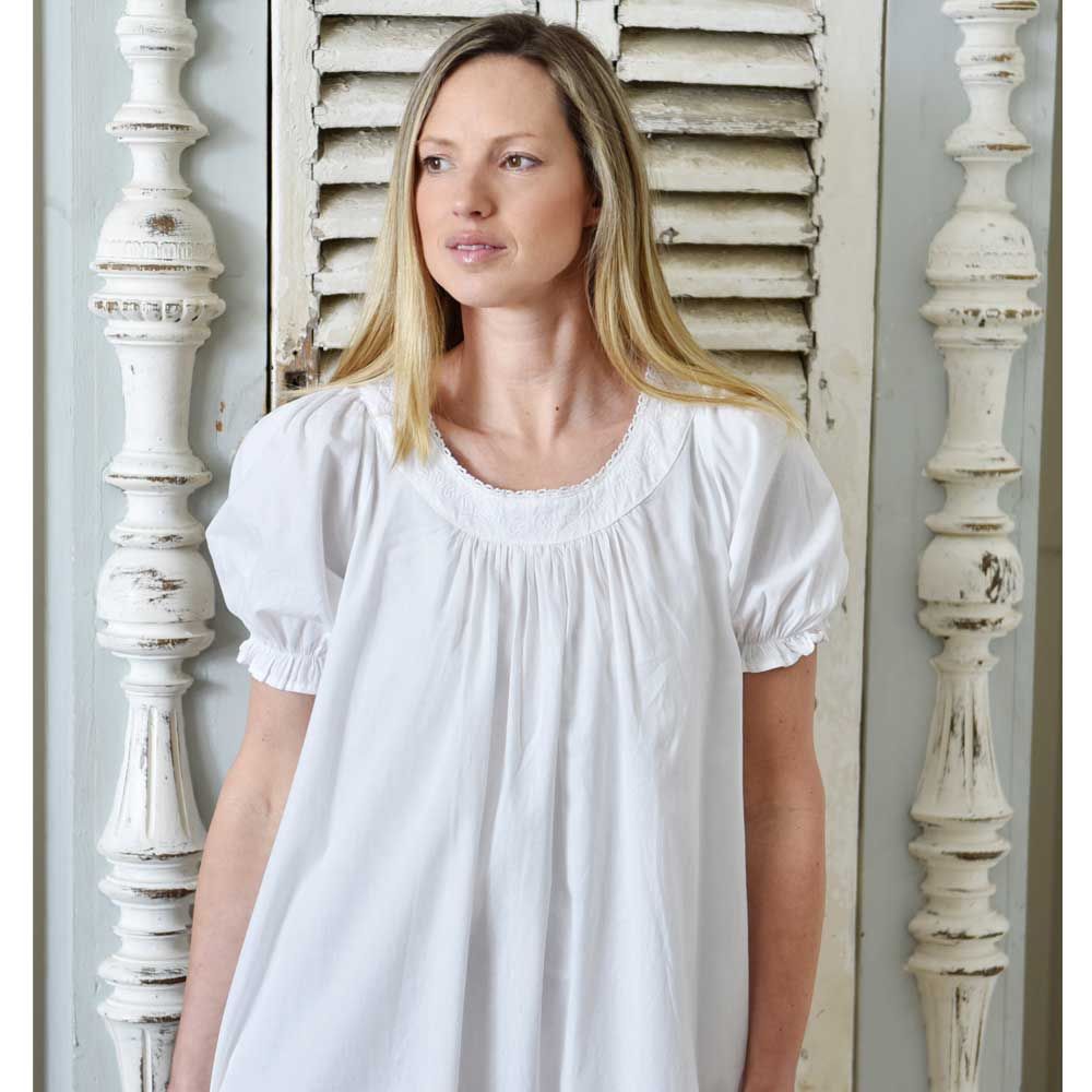 Katherine White Cotton Nightdress Luxury Nightwear UK