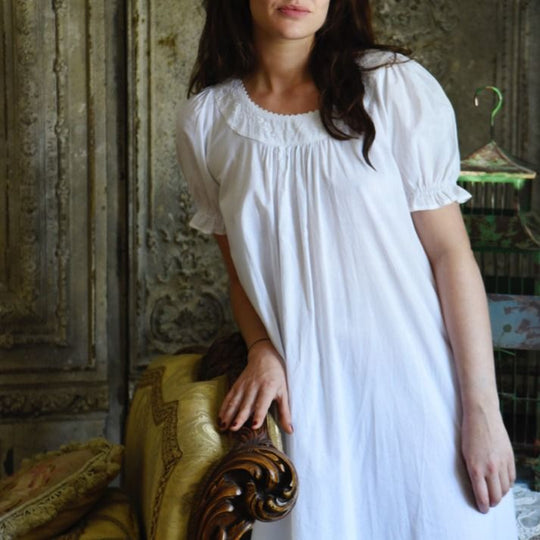 Katherine White Cotton Nightdress Luxury Nightwear UK