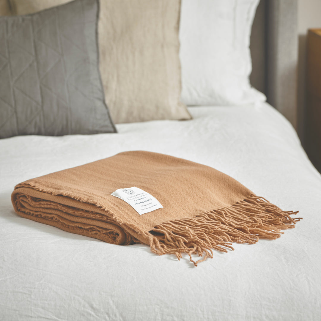 Camel Pure Merino Wool Throw Luxury Blankets Throws